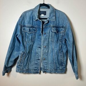 Vintage Rock Creek Distressed Denim Jean Jacket Blue Medium Wash Classic‎ Size M